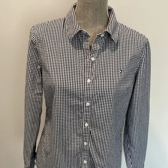 TOMMY Hilfiger Black Plaid  Button Down Shirt Large​​​ - Picture 10 of 13